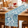 thumbnail image 5 of Blue Teal Coastal Table Runner 90 Inches, Summer Beach Nautical Starfish Shell Coral Bed Runner Dresser Scarves Tabletop for Indoor Outdoor Parties/Ceremony/Banquet, 13" x 90", 5 of 9