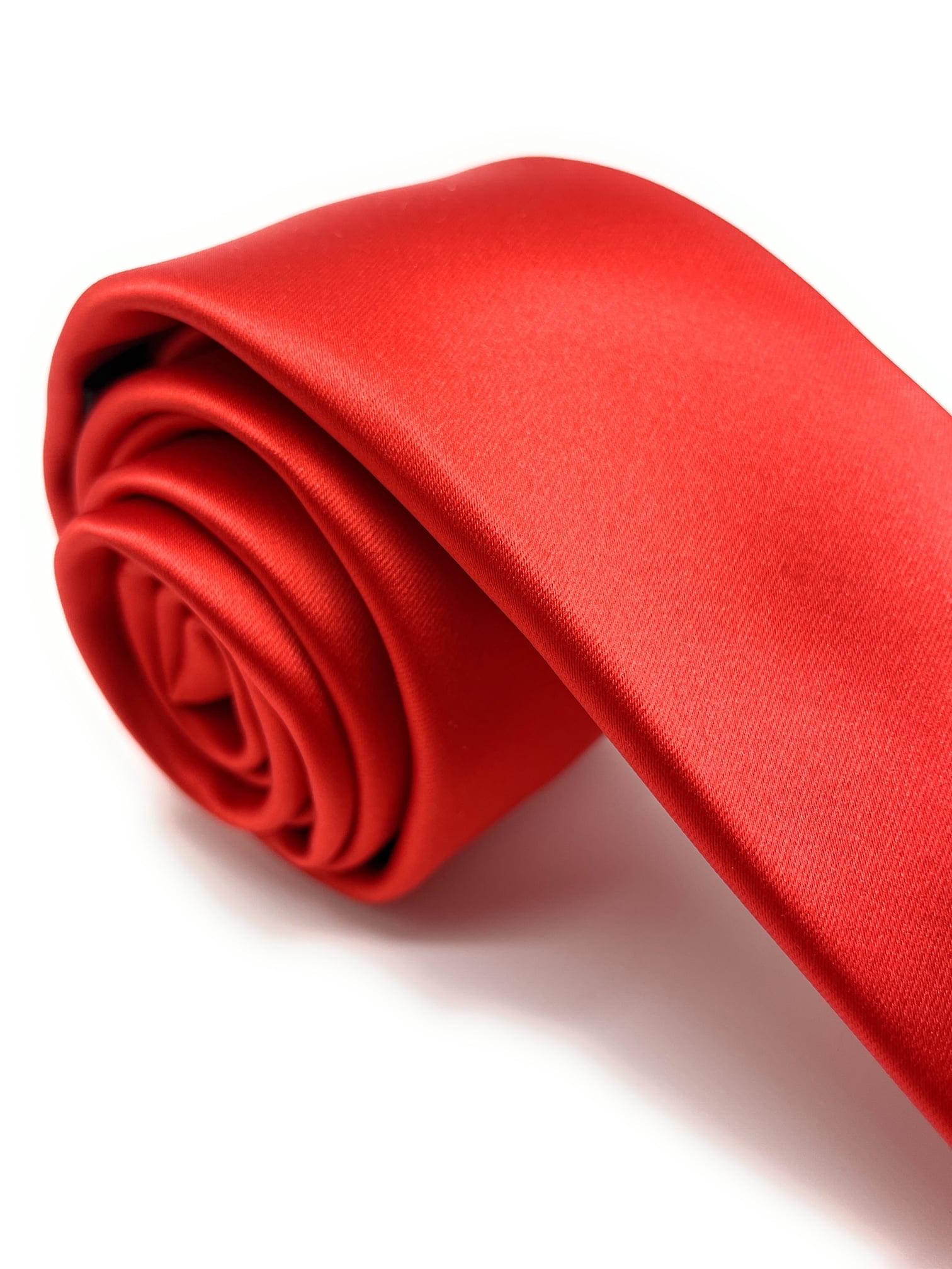 Scott Allan Premium Red Slim Necktie, 2.5 Inch Skinny Ties for Men