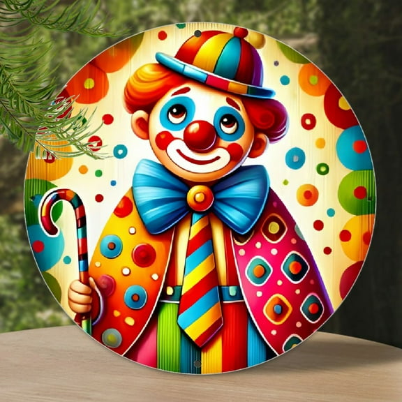 Room Decor 1pc Vintage Clown Aluminum Wall Sign, 8x8 inches, Colorful Metal Pendant for Bathroom, Kitchen, Dining Room, Bedroom, Garden, Garage, Hotel, Office, Bar Decor