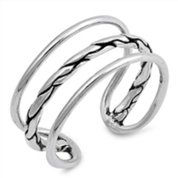 Sterling Silver Triple Line Adjustable Ring