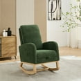 thumbnail image 2 of Rocking Chair for Nursery, High Back Glider Chair with Retractable Footrest, Side Pocket, Rubber Wood Rocking Accent Armchair for Living Room, Bedroom, Green, 2 of 9