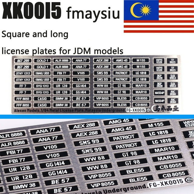 1/64 Alexen XK0001-XK0023 Metal Licence Plates Number Plates Scale Model Building Tools for Model Hobby DIY Tools Accessories XK0015