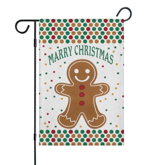 Merry Christmas Gingerbread Man Garden Flag Double Sided Yard Flag for Garden Lawn Party Autumn Thanksgiving Christmas 12.5x18inch