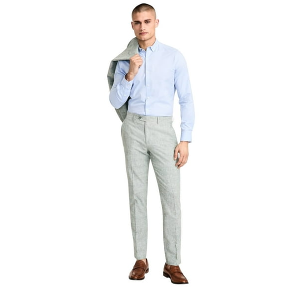 Bar Iii Mens Slim fit Dress Pants 30 / 30 Sage Green Solid Stretch Linen