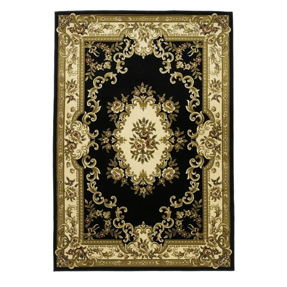 Corinthian 5310 Black/Ivory Aubusson size - 7 ft.7 Inches Round