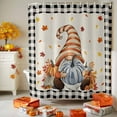 thumbnail image 3 of Fall Gnome Shower Curtains for Bathroom, Pumpkin Fallen Leaves Vintage Black White Plaid Waterproof Fabric Shower Curtain for Bathroom Bathtub Decoration, Machine Washable, 54x"78", 3 of 9