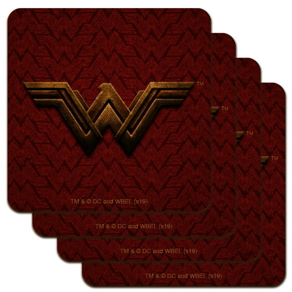 Justice League Movie Wonder Woman Logo Low Profile Novelty Cork Coaster Set
