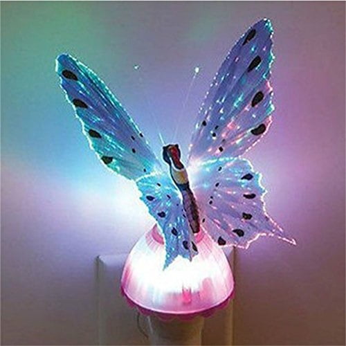 Fiber Optic Butterfly Colorful Changeable LED Night Light Lamp for
