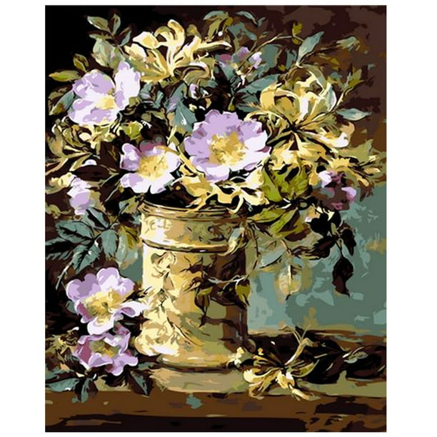 12x16 pulgadas DIY pintura al óleo sobre lienzo pintura por número Kit patrón de flores para adultos Abanopi Tipo 3