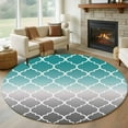 thumbnail image 2 of Teal Grey Ombre Morocco Pattern Large Area Rugs for Bedroom Living Room, Soft Non Slip Carpet Bedside Rug, Modern Moroccan Geometric Round Floor Cover Kitchen Accent Rug 8' for Dining Room/Office, 2 of 9