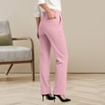 thumbnail image 4 of SHENGXINY Womens Stretch Straight Leg Dress Pants High Waist Business Casual Office Work Comfy Suit Pants with Pockets Pink M, 4 of 6