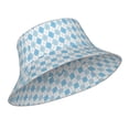 thumbnail image 2 of Disketp Blue And White Squares Print Reflective Bucket Hat Beach Hat Summer Travel Sun Hats Fisherman Cap, 2 of 8