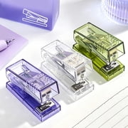 pstuiky Mini Clear Stapler Transparent Handheld Effortless One Finger Use Purple Green or Clear 1000 Staples Included Portable Small Stapler for Office Home