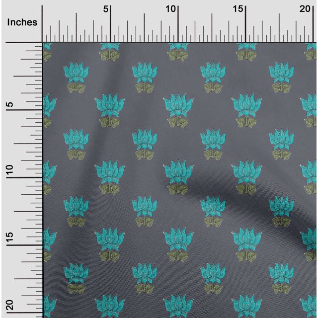 oneOone Coton Popeline Tissu Feuilles & Lotus Bloc Tissu Imprimé 1 Yard 42 Inch Wide