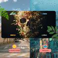 thumbnail image 5 of 1 Pcs 2D Flat License Plate Covers & Frames, Flowercovered Skull For Decorative Front, Waterproof For Decoration Aluminum License Plate Covers & Frames Cover For Men Women, 12" X 6", 5 of 7