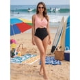 thumbnail image 5 of MOYIKO One Piece Swimsuits for Women Tummy Control High Waisted Bathing Suit Sexy V Neck Wrap Tie Back 1 Piece Swimsuit, 5 of 7