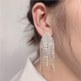 thumbnail image 3 of Pendientes de diamantes de imitación Minnieouse para mujer colgante de oreja fiesta banquete borla elegante, 3 of 6