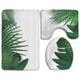 thumbnail image 1 of ABPHQTO Hojas de palmera tropical hawaiana Floral Juego de alfombras de baño de 3 piezas Alfombra de baño Alfombra de contorno y tapa de inodoro, 1 of 2