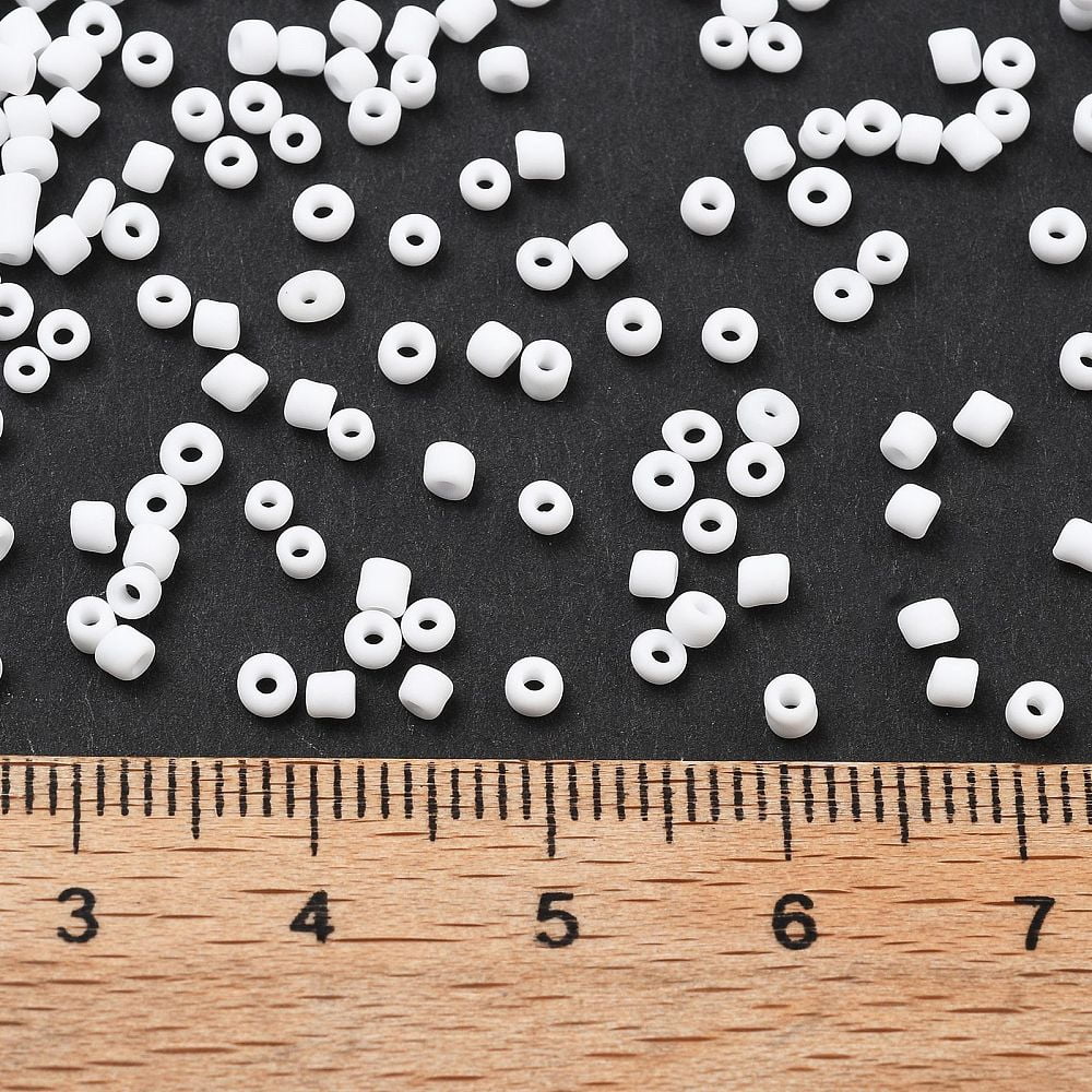 Frosted Opaque 12/0 Glass Seed Beads Round White 2x1~2mm Hole: 0.5mm about 30000pcs/bag 440~450g/bag
