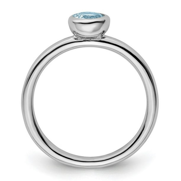 Sterling Silver Stackable Expressions 5mm Round Low Set Light Aquamarine Ring Sterling Silver Stackable Expressions 5mm Round Low Set Light Aquamarine Ring