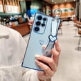 thumbnail image 2 of Samsung Galaxy S24 Ultra 5G Case(6.8") with Wrist Strap,Luxury Cute Plating Edge Love Hearts Pattern for Girls Women, Finger Holder Kickstand Soft Shockproof Phone Case,Blue, 2 of 12