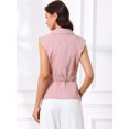 thumbnail image 3 of DARING DIVA Womens Business Blazer Vest Belted Dressy Sleeveless Blazer S Pink, 3 of 5