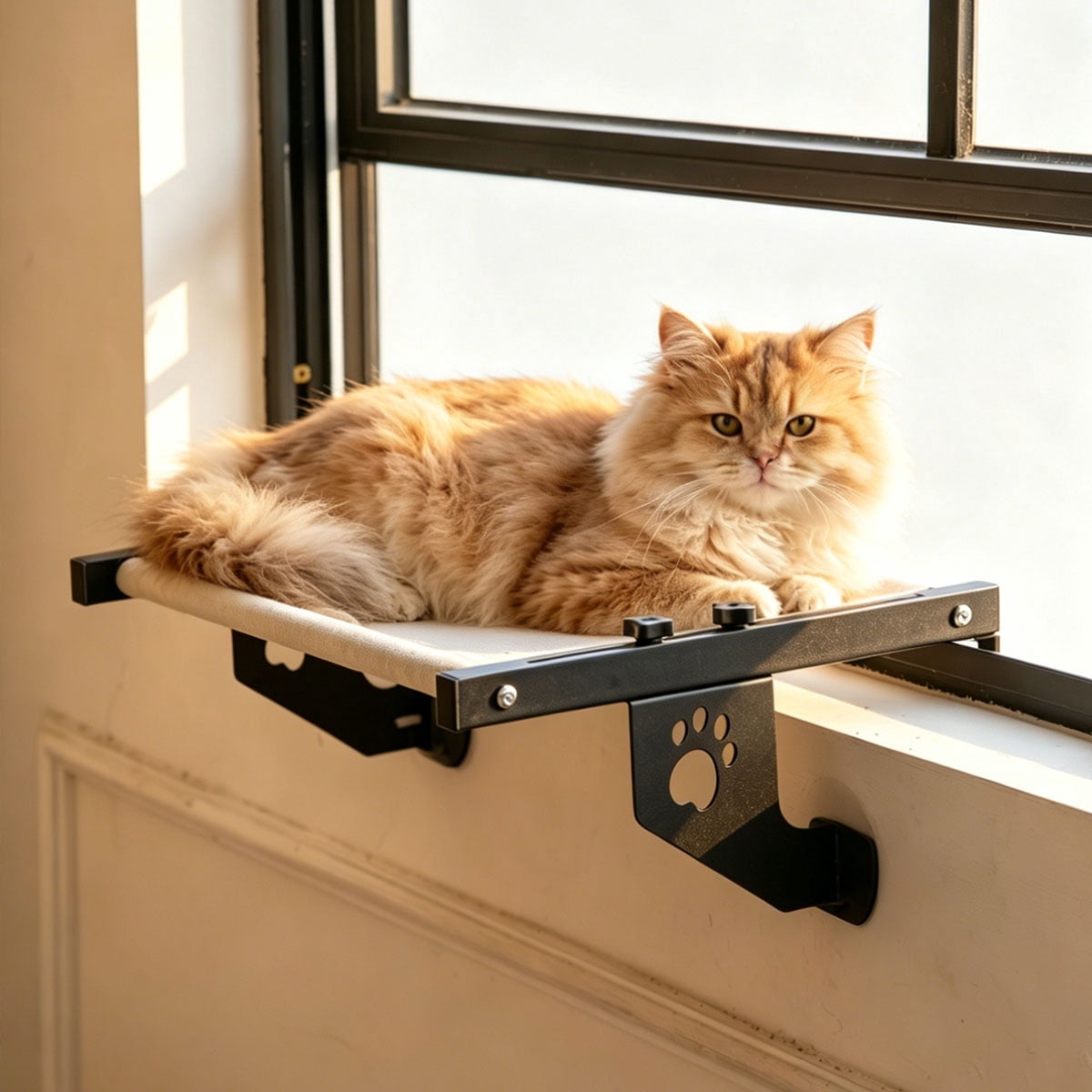 2-in-1 Cat Window Perch Hammock, Suction Cup & Hook-On Mount for Indoor Cats