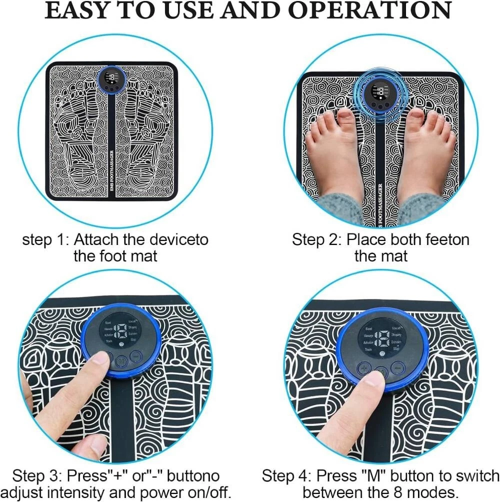 Electric Foot Massager Pad Blood Circulation Muscle Stimulator Mat 19 Levels and 8 Modes-Massage Mat