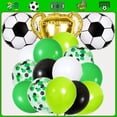 thumbnail image 3 of Kit de arco de guirnalda de globos para fiesta de fútbol, ​​111 piezas de globos de confeti verdes, blancos y negros con globos de lámina de Mylar de copa de campeón de fútbol para fiesta temátic, 3 of 5