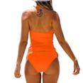 thumbnail image 4 of GEWSEY Two Piece Tankini Swimsuits for Women Tummy Control Bathing Suits Halter Swim Top with Shorts Orange for Size L, 4 of 5