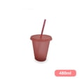 thumbnail image 2 of Toystoory Vaso para beber con tapa y pajita Botella reutilizable de plástico PP PP para batido de jugo de café de bebida fría Mostrada Rosa claro 480ml Toystoory HA007952-10, 2 of 5