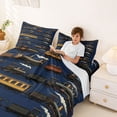 thumbnail image 3 of Castle Fairy Classic Steam Train Bed Sheets 4pcs for Teens, Vintage Locomotive King Sheets for Bedroom, Dark Blue Brown, 3 of 6