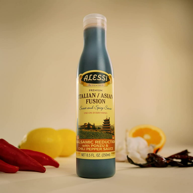 Alessi Authentic Premium Italian/Asian Reduction & oz Vinegar [Pack 8.5 Fusion 6] of Pepper Ponzu Sauce, Balsamic Chili with