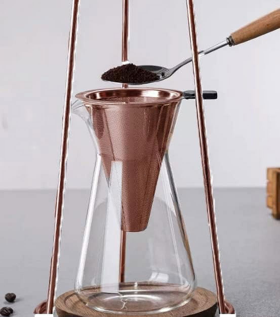 Nispira Iced Coffee Cold Brew Drip Coffee Maker Stainless Steal Rose Gold , 400mL, Borosilicate Glass