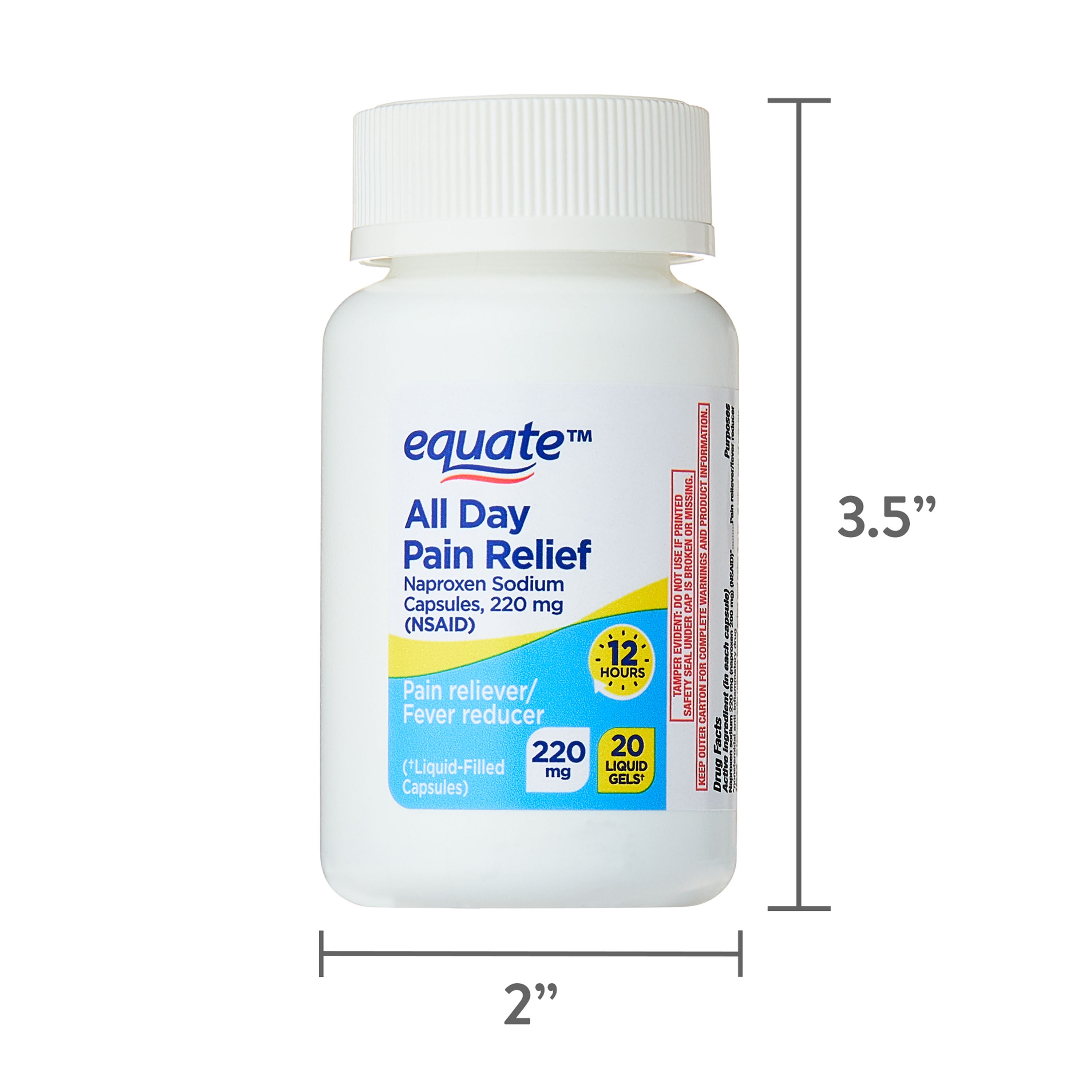(4 pack) Equate All Day Pain Relief Naproxen Sodium Liquid Gels, 220 mg, 20 Count, Compare to ALEVEÂ® Liquid Gels Active Ingredient