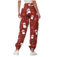 thumbnail image 4 of enyan Women's Popular Print High Waist Premium Jogger Track Pants Christmas Bottoms for Women Red,S, 4 of 6