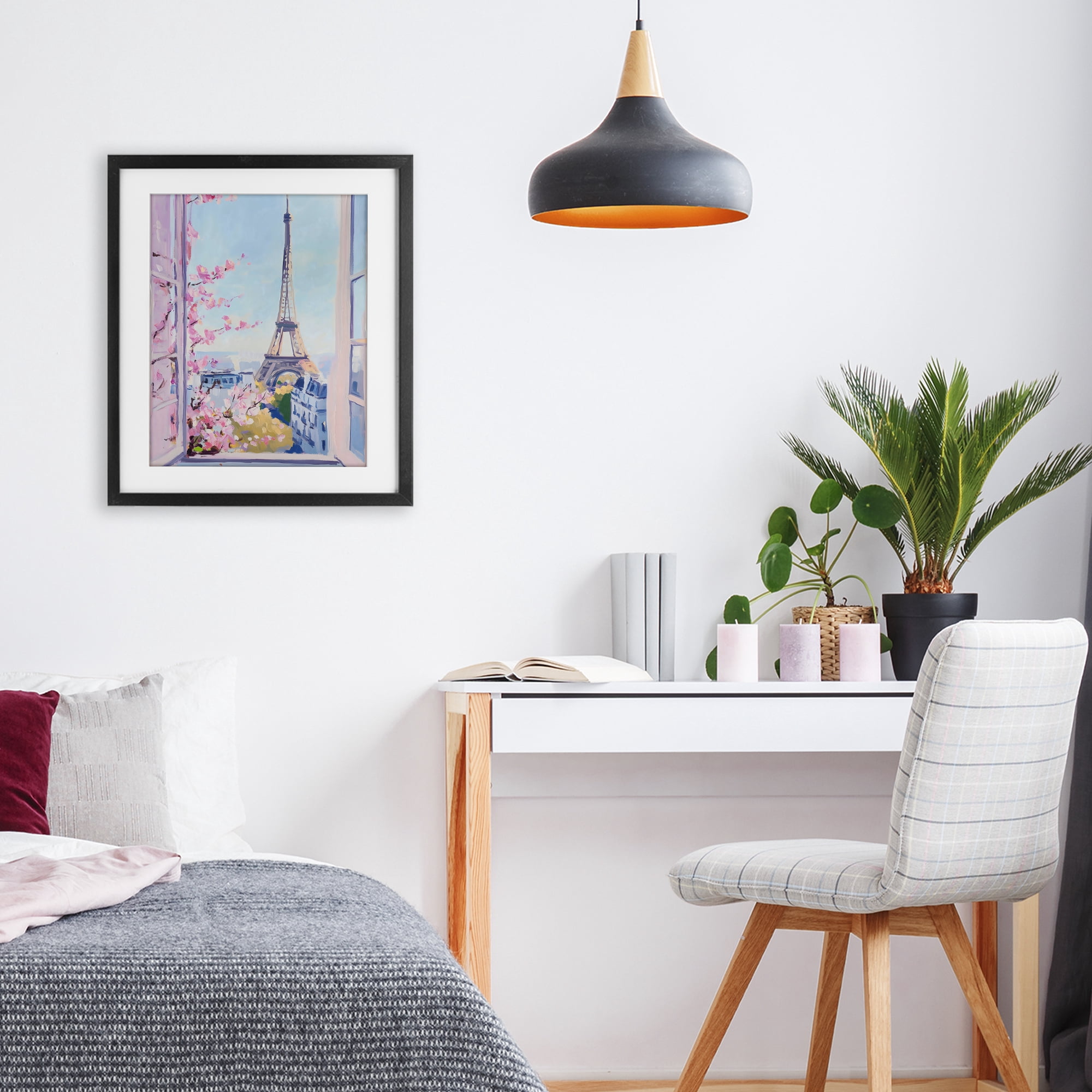 Stupell Industries Eiffel Tower View in Spring Black Framed Print Under Glass, design by The Prints Vibe