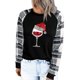 thumbnail image 1 of Blusa navideña de manga larga con contraste de color para mujer, jersey de cuello redondo para otoño e invierno - Rojo L, 1 of 5