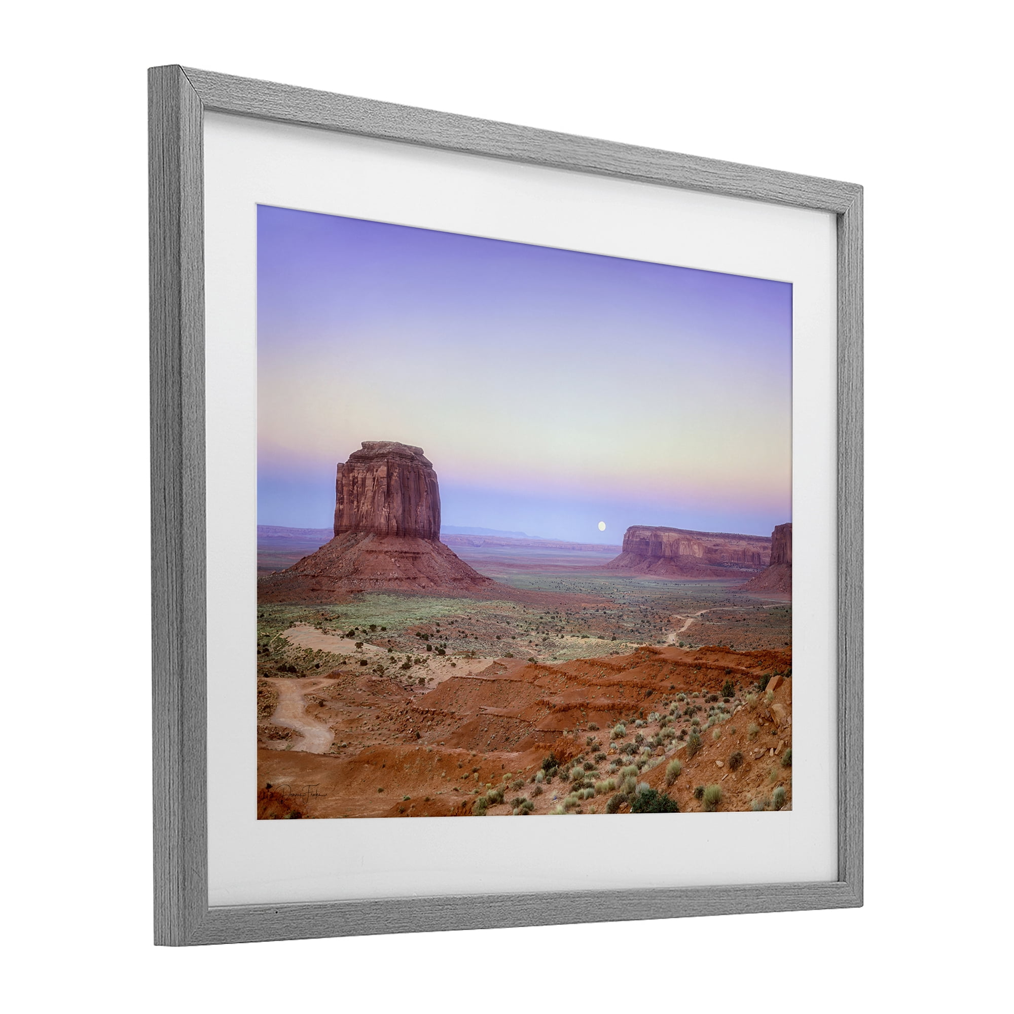 Stupell Industries Moonrise Over Monument Valley Gray Framed Print Under Glass, design by Dennis Frates