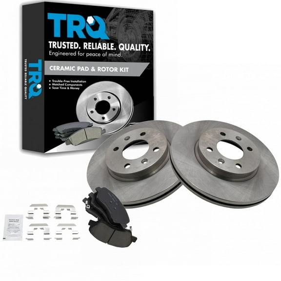 TRQ Front Brake Pad & Rotor Kit Brake Pads Brake Rotor Ceramic Fits Select 2012-2017 Hyundai Accent Kia Rio