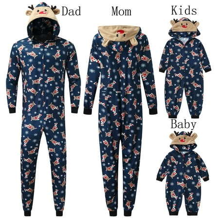 

Family Christmas Pajamas Matching Sets Xmas Elk Reindeer Print Plaid Long Sleeve Tops and Pants Holiday Sleepwear