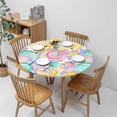 thumbnail image 4 of Lollipop Round Tablecloths Elastic Edged Sweet Dessert Candy Pinkblue Yellow Spiral Ball Tablecloths Washable Reusable Tablecloth for Kitchen Picnic Party 44 inch, 4 of 4