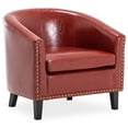 thumbnail image 6 of BELLEZE Modern Tub Barrel Faux Leather Accent Chair - Kyara (Red), 6 of 7