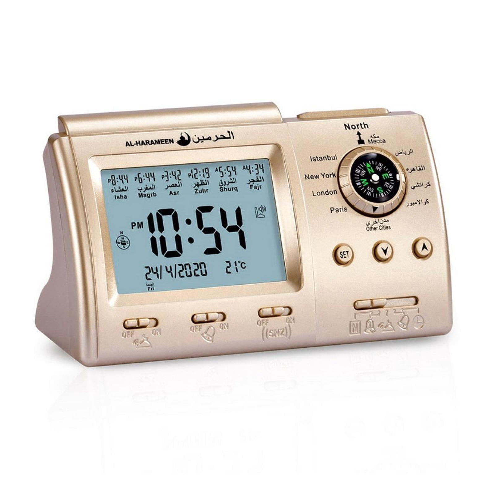 Esquirla Azan Alarm Clock Date Azan Athan Prayer Clock for Living Room Indoor Bedroom Black