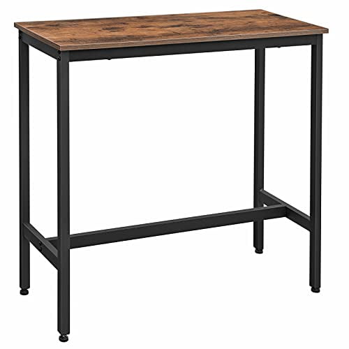 VASAGLE ALINERU Bar Table, Narrow Rectangular Bar Table, Kitchen Table, Pub Dining High Table, Sturdy Metal Frame, 39.4 x 15.7 x 35.4 Inches, Easy Assembly, Industrial Design, Rustic Brown
