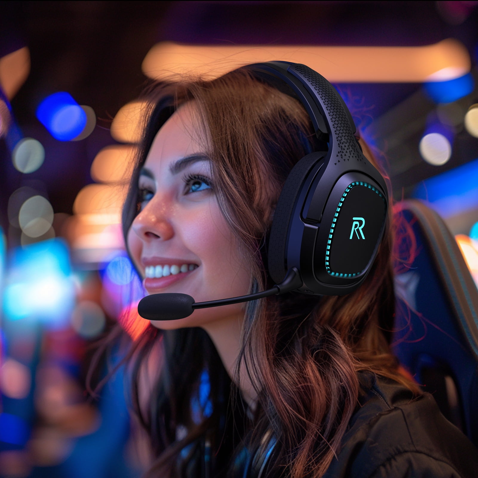 FFN 2.4GHz Wireless Gaming Headset for PS5, Bluetooth PS5 Headset with Microphone Noise Canceling, 3.5mm Wired Mode for Xbox Series, Black