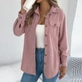 thumbnail image 6 of Pincandy Womens Corduroy Shacket Blouses Button Down Shirts Pocket Long Sleeves Tops Jacket Coats, 6 of 7