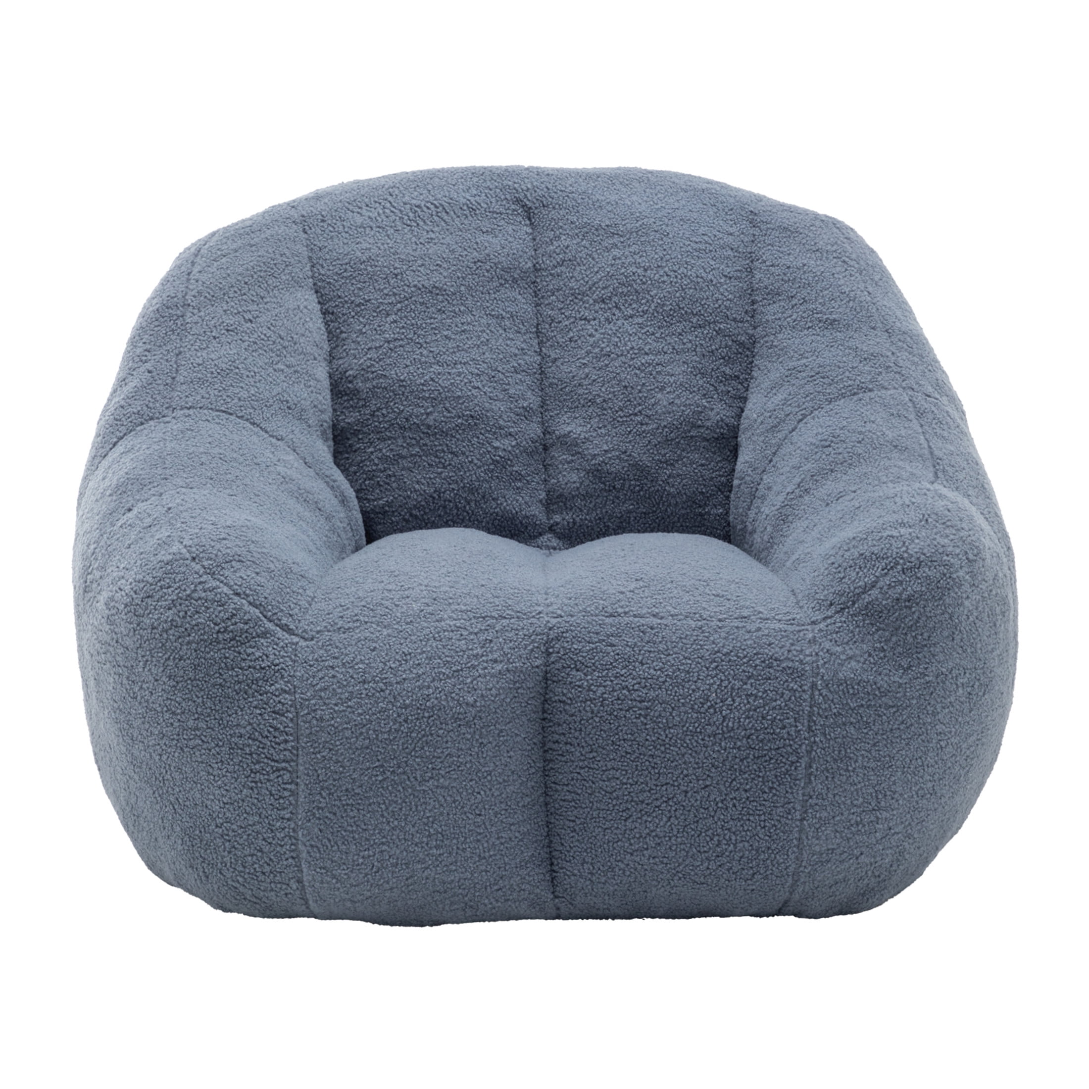 Noble House Halden Comfy Faux Fur Bean Bag Chair, Tufted Soft Memory Foam Lazy Sofa, for Living Room, Light Blue