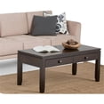 thumbnail image 2 of Simpli Home Cosmopolitan Solid Wood Coffee Table with Drawers in Mahogany Brown, 2 of 10
