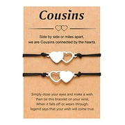 UNGENT THEM Cousin Gifts for Women, Matching Heart Cousins Bracelets for 2, Christmas Birthday Gifts for Cousin Teen Teenage Girls Women